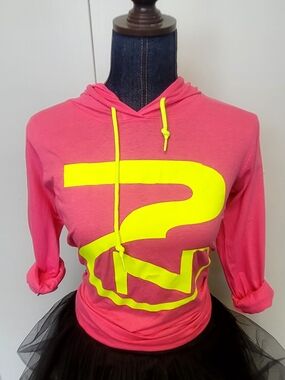Women’s Pink Hoodie Top with Neon Yellow Graphic